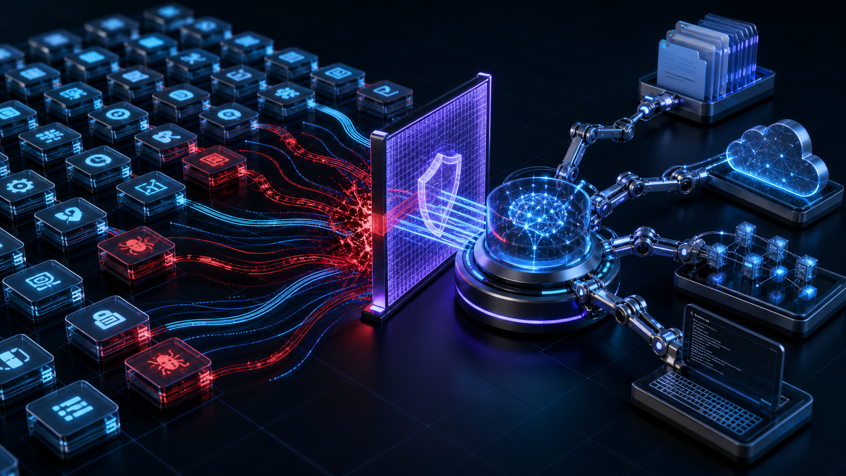 Poisoned AI skill packages attempting to cross a defensive policy gate into an autonomous agent and its connected tools