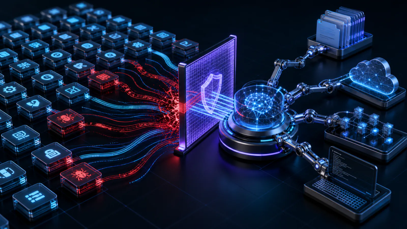 Poisoned AI skill packages attempting to cross a defensive policy gate into an autonomous agent and its connected tools